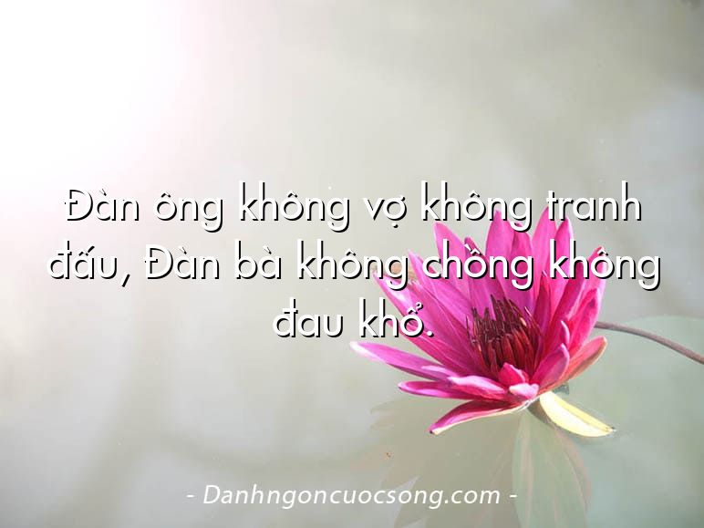 Đàn ông không vợ không tranh đấu, Đàn bà không chồng không đau khổ.