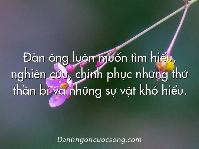 Đàn ông luôn muốn tìm hiểu, nghiên cứu, chinh phục những thứ thần bí và những sự vật khó hiểu.