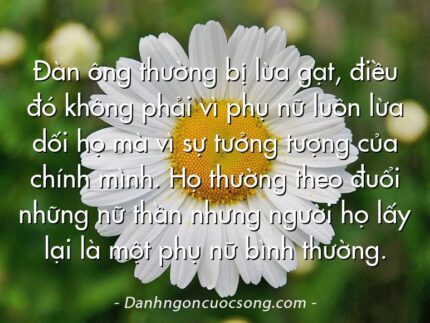 Đàn ông thường bị lừa gạt, điều đó không phải vì phụ nữ luôn lừa dối họ mà vì sự tưởng tượng của chính mình. Họ thường theo đuổi những nữ thần nhưng người họ lấy lại là một phụ nữ bình thường.