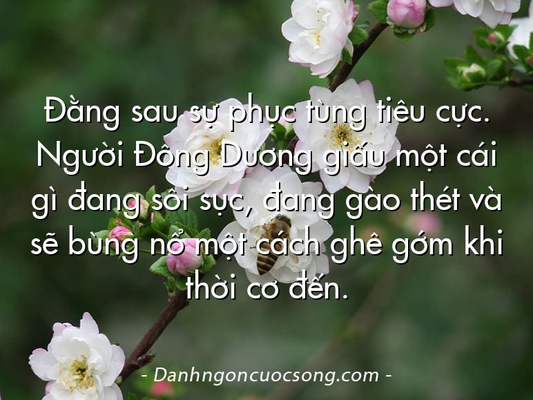 Đằng sau sự phục tùng tiêu cực. Người Đông Dương giấu một cái gì đang sôi sục, đang gào thét và sẽ bùng nổ một cách ghê gớm khi thời cơ đến.