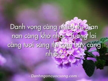 Danh vọng càng nhiều thì gian nan càng khó nhọc. Tương lai càng tươi sáng thì cạm bẫy càng nhiều.