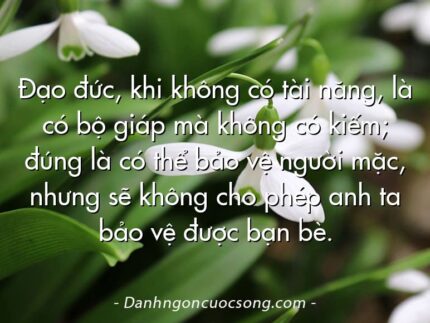 Đạo đức, khi không có tài năng, là có bộ giáp mà không có kiếm; đúng là có thể bảo vệ người mặc, nhưng sẽ không cho phép anh ta bảo vệ được bạn bè.