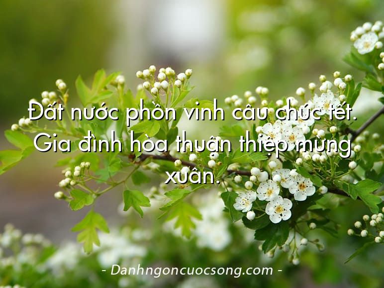 Đất nước phồn vinh câu chúc tết. Gia đình hòa thuận thiệp mừng xuân.