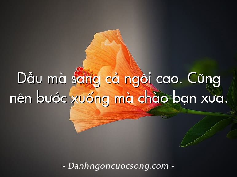 Dẫu mà sang cả ngôi cao. Cũng nên bước xuống mà chào bạn xưa.