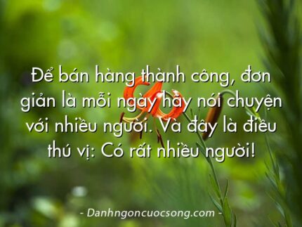 Để bán hàng thành công, đơn giản là mỗi ngày hãy nói chuyện với nhiều người. Và đây là điều thú vị: Có rất nhiều người!