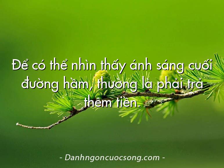 Để có thể nhìn thấy ánh sáng cuối đường hầm, thường là phải trả thêm tiền.