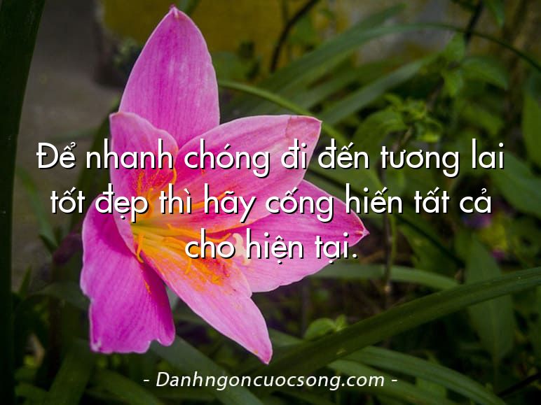 Để nhanh chóng đi đến tương lai tốt đẹp thì hãy cống hiến tất cả cho hiện tại.