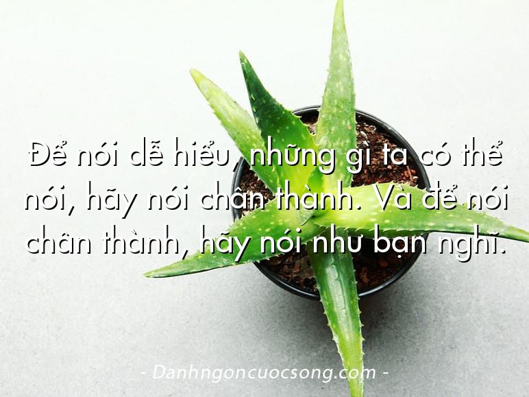 Để nói dễ hiểu, những gì ta có thể nói, hãy nói chân thành. Và để nói chân thành, hãy nói như bạn nghĩ.