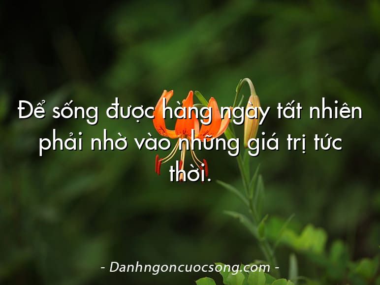 Để sống được hàng ngày tất nhiên phải nhờ vào những giá trị tức thời.