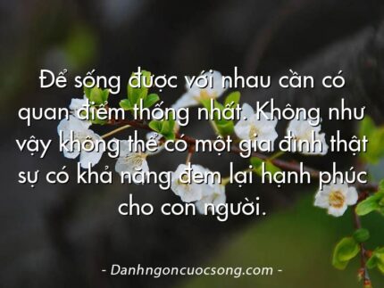 Để sống được với nhau cần có quan điểm thống nhất. Không như vậy không thể có một gia đình thật sự có khả năng đem lại hạnh phúc cho con người.   