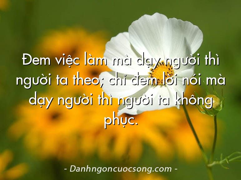 Đem việc làm mà dạy người thì người ta theo; chỉ đem lời nói mà dạy người thì người ta không phục.