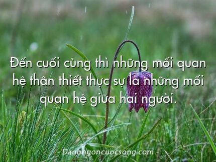 Đến cuối cùng thì những mối quan hệ thân thiết thực sự là những mối quan hệ giữa hai người.
