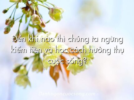 Đến khi nào thì chúng ta ngừng kiếm tiền và học cách hưởng thụ cuộc sống?