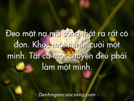 Đeo mặt nạ mà sống thật ra rất cô đơn. Khóc một mình, cười một mình. Tất cả mọi chuyện đều phải làm một mình.