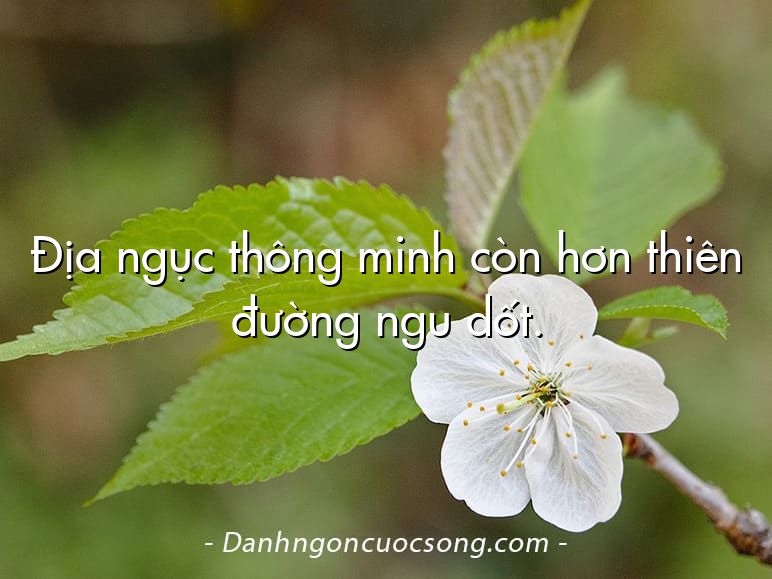 Địa ngục thông minh còn hơn thiên đường ngu dốt.