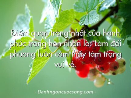 Điểm quan trọng nhất của hạnh phúc trong hôn nhân là: Làm đối phương luôn cảm thấy tâm trạng vui vẻ.