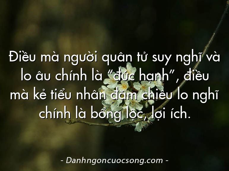 Điều mà người quân tử suy nghĩ và lo âu chính là “đức hạnh”, điều mà kẻ tiểu nhân đăm chiêu lo nghĩ chính là bổng lộc, lợi ích.