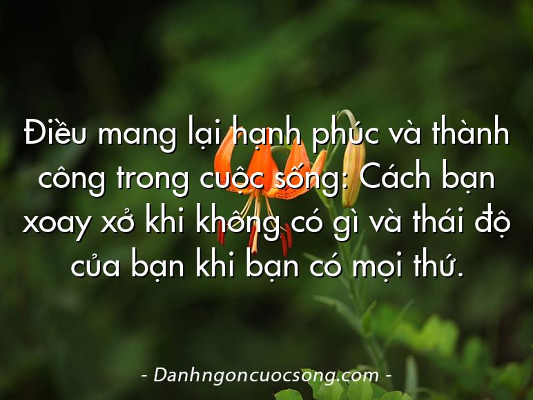 Điều mang lại hạnh phúc và thành công trong cuộc sống: Cách bạn xoay xở khi không có gì và thái độ của bạn khi bạn có mọi thứ.