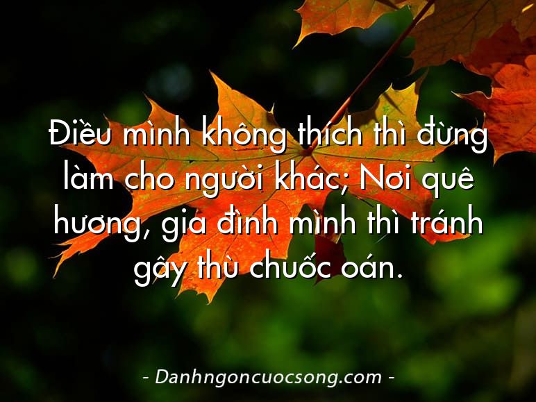 Điều mình không thích thì đừng làm cho người khác; Nơi quê hương, gia đình mình thì tránh gây thù chuốc oán.