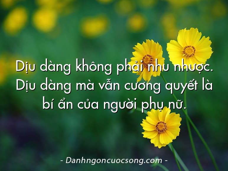 Dịu dàng không phải nhu nhược. Dịu dàng mà vẫn cương quyết là bí ẩn của người phụ nữ.