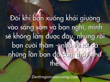 Đôi khi bạn xuống khỏi giường vào sáng sớm và bạn nghĩ, mình sẽ không làm được đâu, nhưng rồi bạn cười thầm – nhớ về tất cả những lần bạn đã cảm thấy như thế.