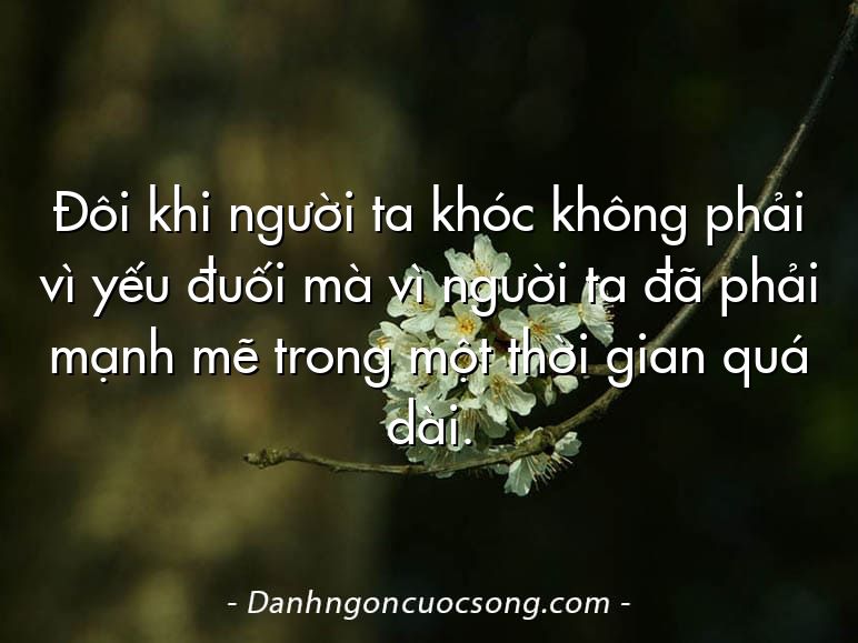 Đôi khi người ta khóc không phải vì yếu đuối mà vì người ta đã phải mạnh mẽ trong một thời gian quá dài.