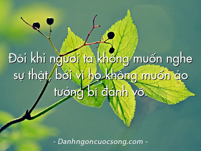 Đôi khi người ta không muốn nghe sự thật, bởi vì họ không muốn ảo tưởng bị đánh vỡ.