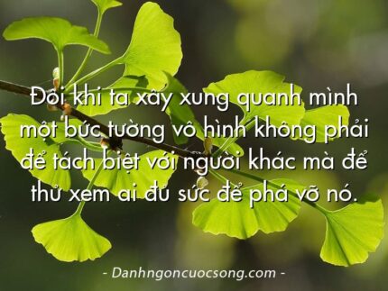 Đôi khi ta xây xung quanh mình một bức tường vô hình không phải để tách biệt với người khác mà để thử xem ai đủ sức để phá vỡ nó.
