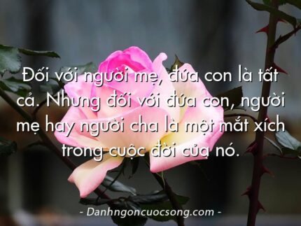 Đối với người mẹ, đứa con là tất cả. Nhưng đối với đứa con, người mẹ hay người cha là một mắt xích trong cuộc đời của nó.