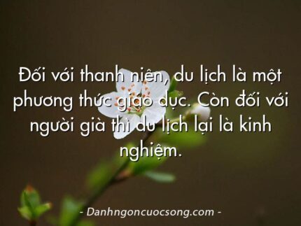 Đối với thanh niên, du lịch là một phương thức giáo dục. Còn đối với người già thì du lịch lại là kinh nghiệm.