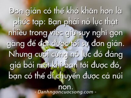 Đơn giản có thể khó khăn hơn là phức tạp: Bạn phải nỗ lực thật nhiều trong việc giữ suy nghĩ gọn gàng để đạt được tới sự đơn giản. Nhưng cuối cùng nỗ lực đó đáng giá bởi một khi bạn tới được đó, bạn có thể di chuyển được cả núi non.