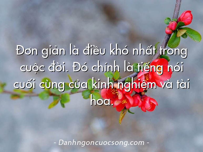 Đơn giản là điều khó nhất trong cuộc đời. Đó chính là tiếng nói cuối cùng của kinh nghiệm và tài hoa.
