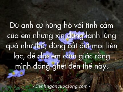 Dù anh cứ hững hờ với tình cảm của em nhưng xin đừng lạnh lùng quá như thế, đừng cắt đứt mọi liên lạc, để cho em cảm giác rằng mình đáng ghét đến thế này.