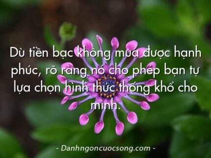 Dù tiền bạc không mua được hạnh phúc, rõ ràng nó cho phép bạn tự lựa chọn hình thức thống khổ cho mình.