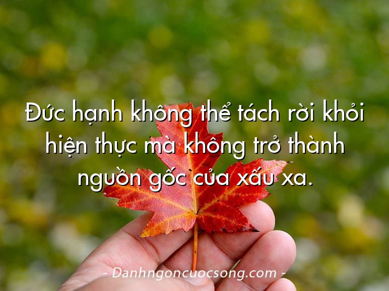Đức hạnh không thể tách rời khỏi hiện thực mà không trở thành nguồn gốc của xấu xa.