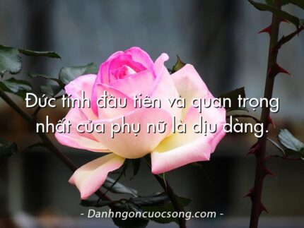 Ðức tính đầu tiên và quan trọng nhất của phụ nữ là dịu dàng.