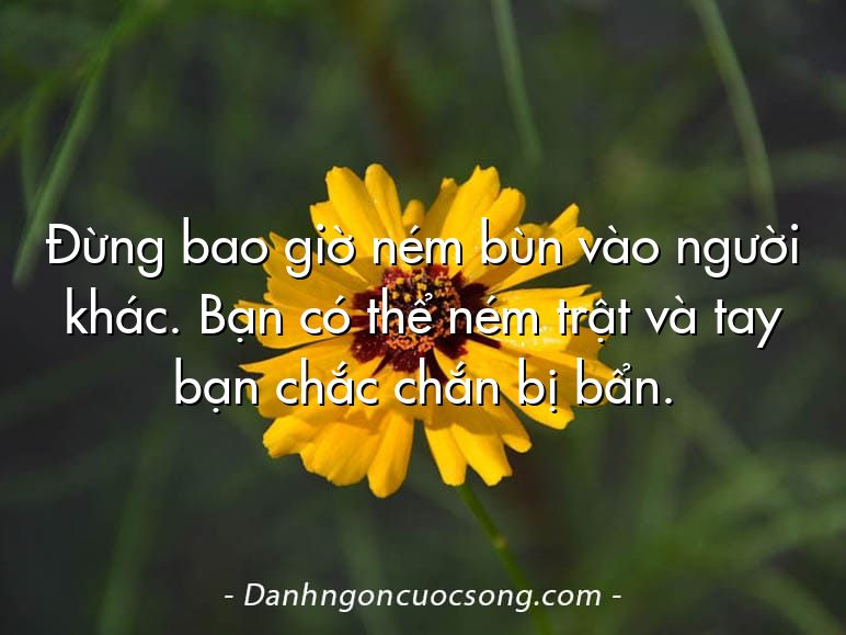 Đừng bao giờ ném bùn vào người khác. Bạn có thể ném trật và tay bạn chắc chắn bị bẩn.