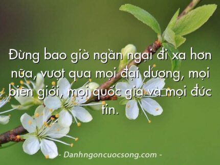 Đừng bao giờ ngần ngại đi xa hơn nữa, vượt qua mọi đại dương, mọi biên giới, mọi quốc gia và mọi đức tin.