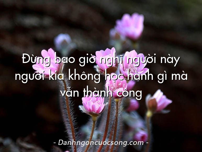 Đừng bao giờ nghĩ người này người kia không học hành gì mà vẫn thành công