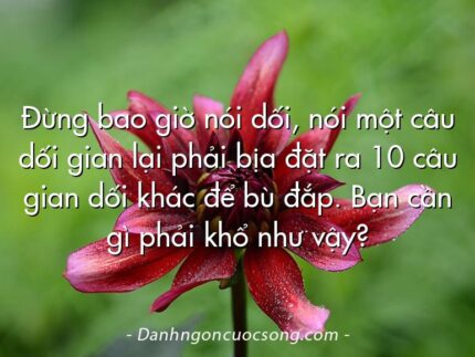 Đừng bao giờ nói dối, nói một câu dối gian lại phải bịa đặt ra 10 câu gian dối khác để bù đắp. Bạn cần gì phải khổ như vậy?