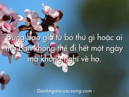Đừng bao giờ từ bỏ thứ gì hoặc ai mà bạn không thể đi hết một ngày mà không nghĩ về họ.