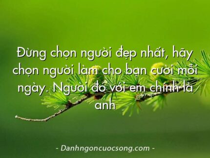 Đừng chọn người đẹp nhất, hãy chọn người làm cho bạn cười mỗi ngày. Người đó với em chính là anh
