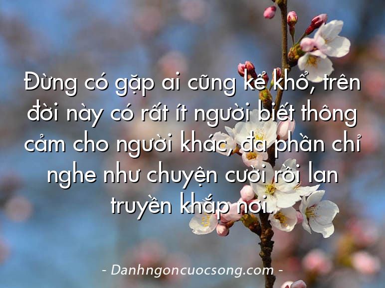 Đừng có gặp ai cũng kể khổ, trên đời này có rất ít người biết thông cảm cho người khác, đa phần chỉ nghe như chuyện cười rồi lan truyền khắp nơi.