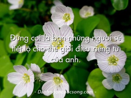 Đừng coi là bạn những người sẽ tiết lộ cho thế giới điều riêng tư của anh.
