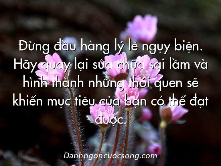 Đừng đầu hàng lý lẽ ngụy biện. Hãy quay lại sửa chữa sai lầm và hình thành những thói quen sẽ khiến mục tiêu của bạn có thể đạt được.