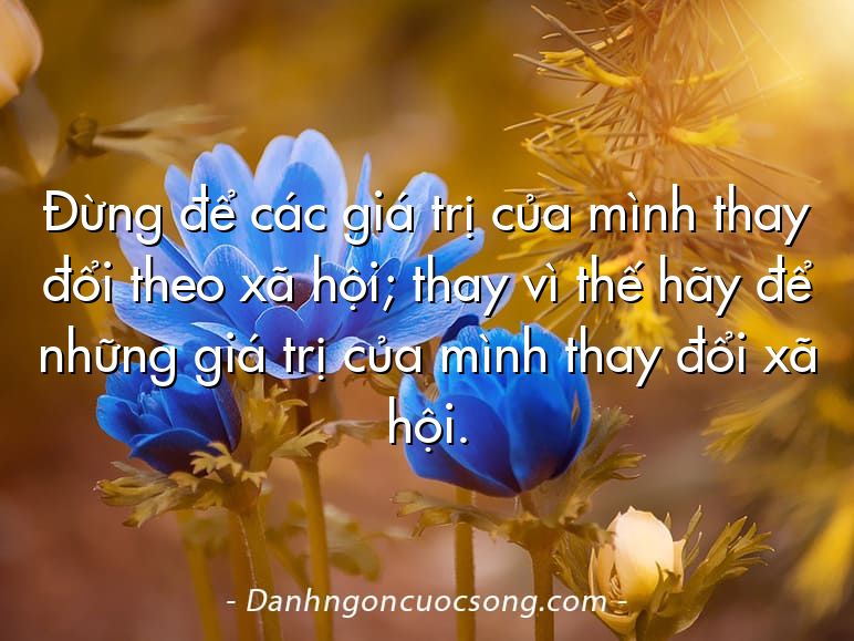 Đừng để các giá trị của mình thay đổi theo xã hội; thay vì thế hãy để những giá trị của mình thay đổi xã hội.