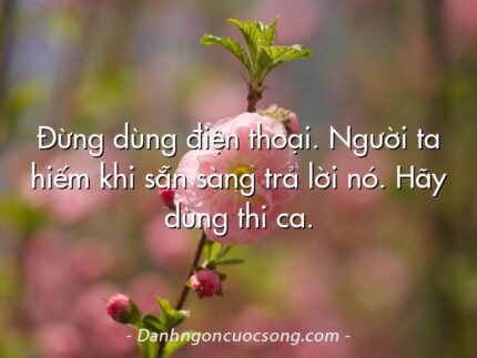 Đừng dùng điện thoại. Người ta hiếm khi sẵn sàng trả lời nó. Hãy dùng thi ca.