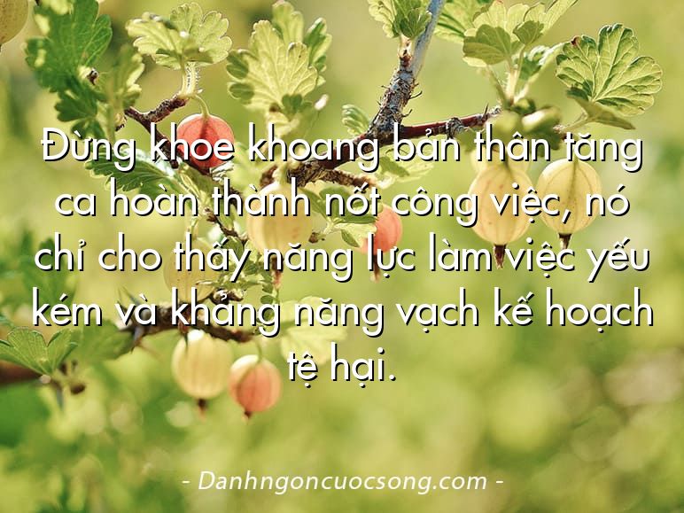 Đừng khoe khoang bản thân tăng ca hoàn thành nốt công việc, nó chỉ cho thấy năng lực làm việc yếu kém và khảng năng vạch kế hoạch tệ hại.