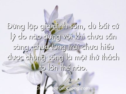 Đừng lập gia đình sớm, dù bất cứ lý do nào đừng vội khi chưa sẵn sàng, chưa từng trải chưa hiểu được chung sống là một thử thách to lớn thế nào.