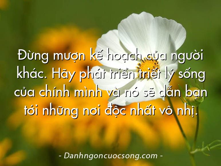 Đừng mượn kế hoạch của người khác. Hãy phát triển triết lý sống của chính mình và nó sẽ dẫn bạn tới những nơi độc nhất vô nhị.